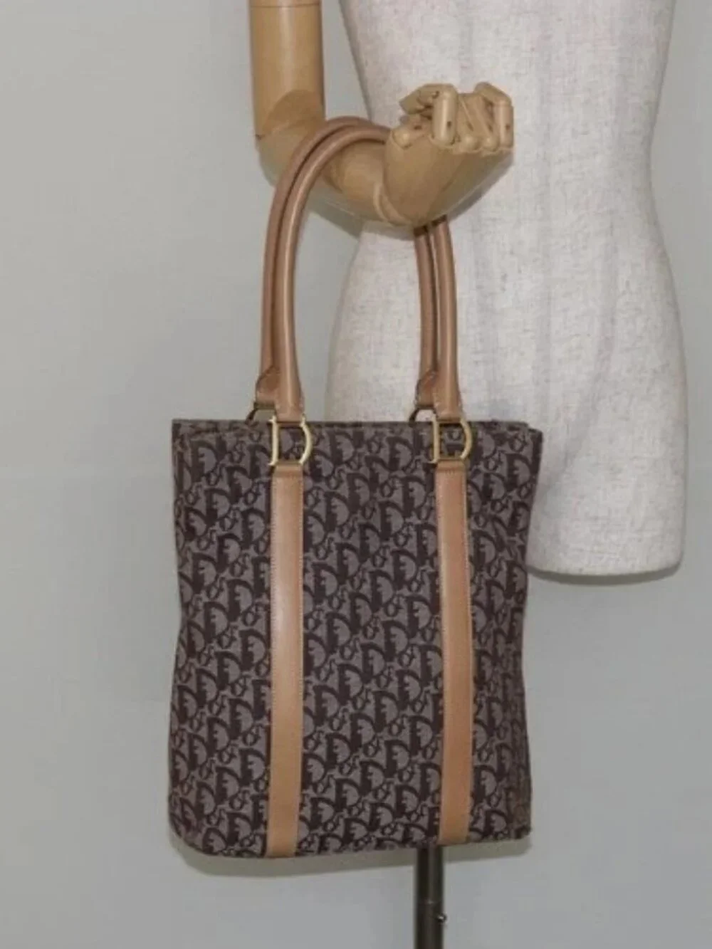 Christian Dior Trotter Canvas Tote Bag Gold Beige Auth gh772A - Picture 14 of 16